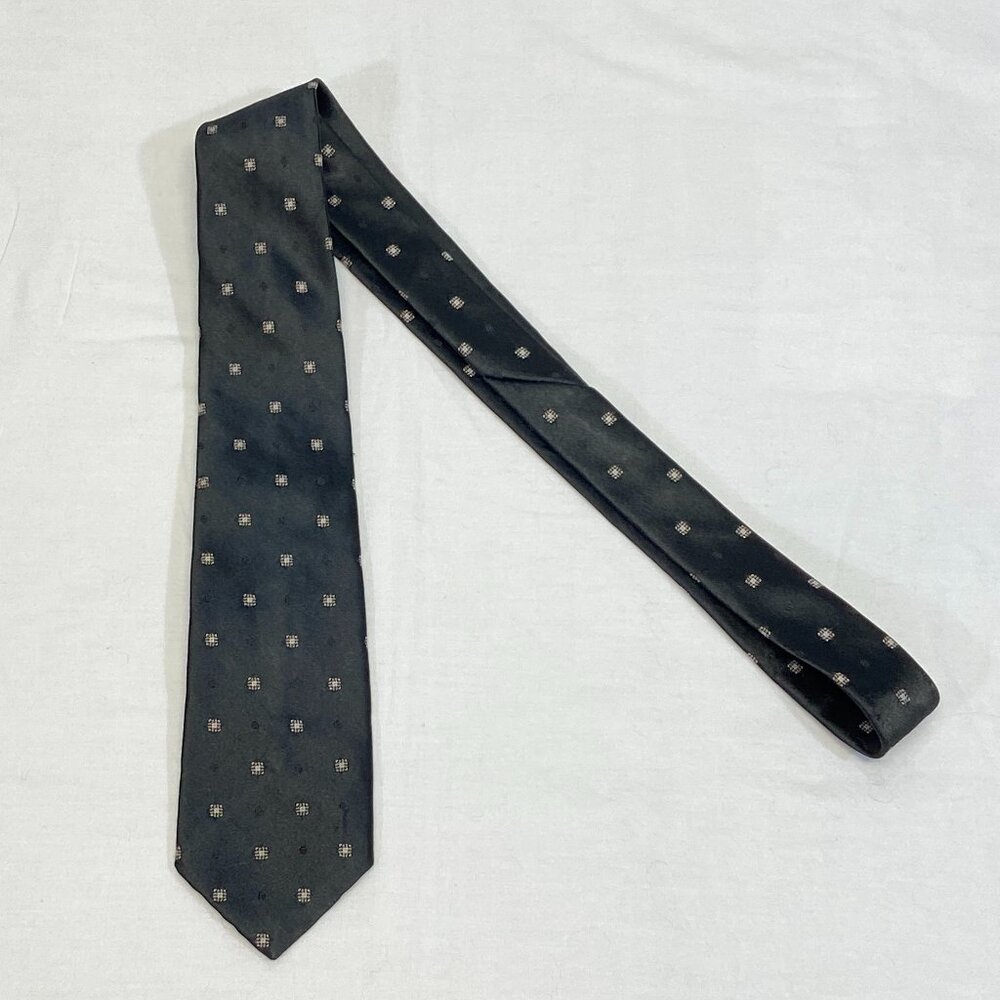 John Weitz Vintage 80’s Narrow 3” Tie Black Gold Geometric Print Classic Retro